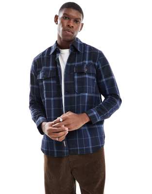 ONLY & SONS worker overshirt in navy check