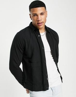 Only & Sons worker overshirt with pockets black