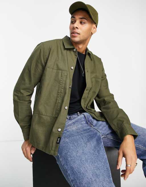 Only & Sons workwear overshirt in green | ASOS