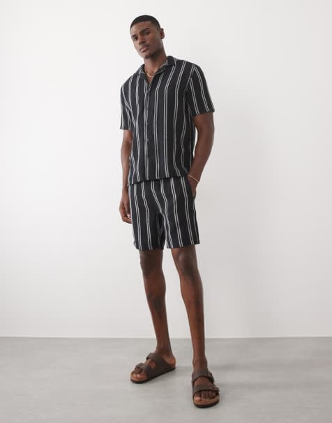 ONLY & SONS woven shorts co-ord in navy stripes - view 1