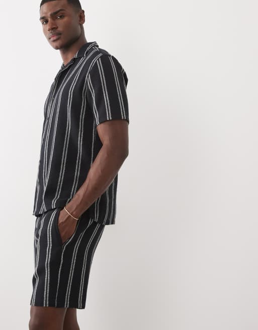 ONLY & SONS woven shorts co-ord in navy stripes, 3 of 9
