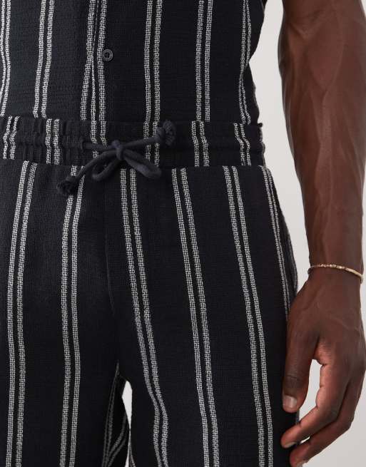 ONLY & SONS woven shorts co-ord in navy stripes, 4 of 9