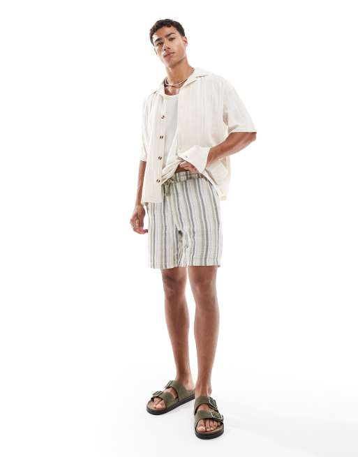 ONLY & SONS woven shorts in sage stripe