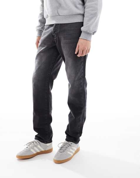 ONLY & SONS Yoke tapered fit jeans in washed black