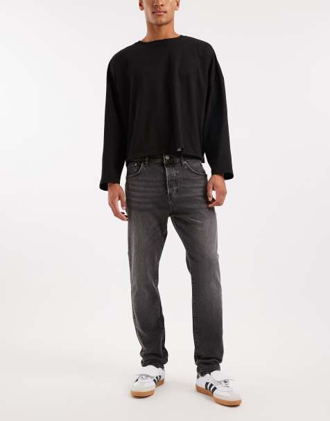 ONLY & SONS Yoke tapered fit jeans in washed black
