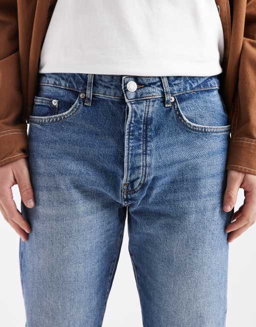 ONLY & SONS – Yoke – Mellanblå, tvättade jeans med avsmalnande passform, 5 av 5