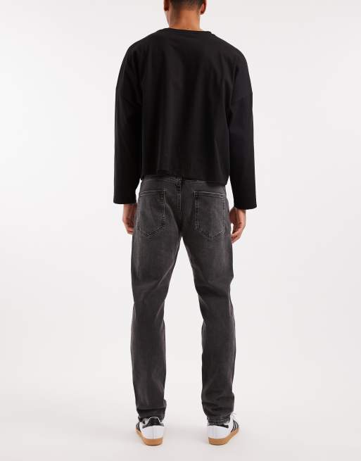 ONLY & SONS – Yoke – Svarta, tvättade jeans med avsmalnande passform, 3 av 5