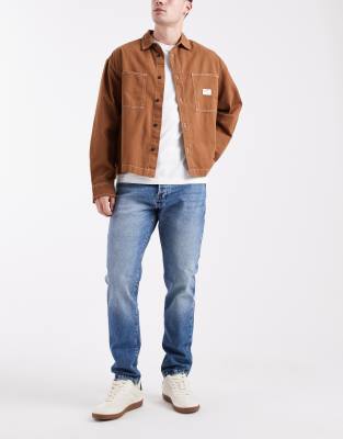 ONLY & SONS Yoke tapered fit jeans in mid wash-Blue