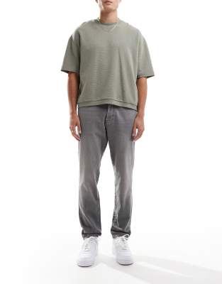 Only & Sons Yoke Tapered Fit Jeans In Washed Gray
