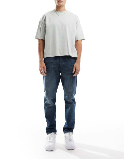 ONLY & Sons - Yoke - Toelopende jeans in donkerblauw met wassing - view 1