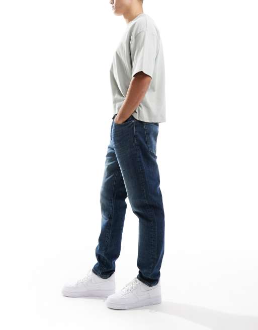 ONLY & Sons - Yoke - Toelopende jeans in donkerblauw met wassing, 3 van 5