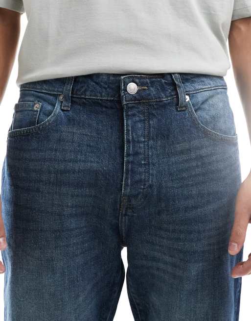 ONLY & Sons - Yoke - Toelopende jeans in donkerblauw met wassing, 5 van 5