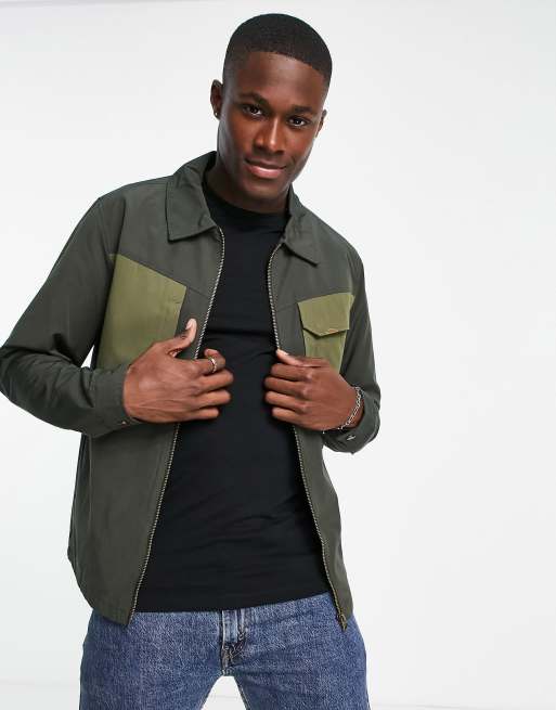 Only & Sons – Zapinana na zamek jeansowa kurtka typu worker w kolorze khaki z kieszeniami na piersi