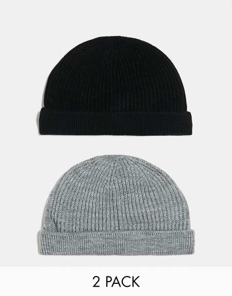 Only & Sons – Zestaw 2 czapek beanie o splocie angielskim w kolorach czarnym i szarym - view 1