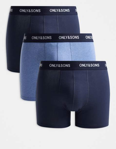 ONLY & SONS – Zestaw 3 par niebieskich bokserek z czarną taśmą w talii - view 1