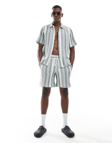 ONLY & SONS – Zestaw o waflowej teksturze w biało-zielone paski - view 1