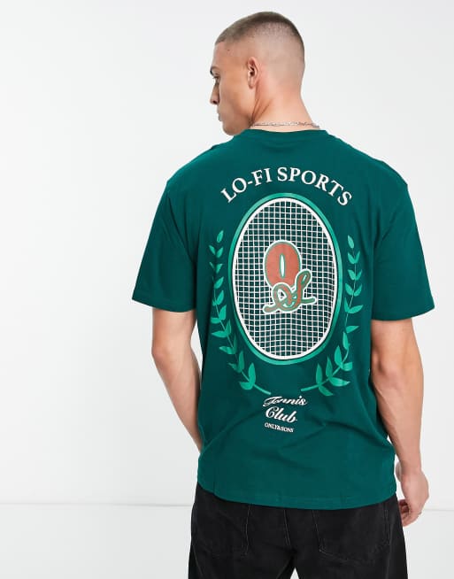 Only & Sons – Zielony T-shirt oversize z grafiką na plecach