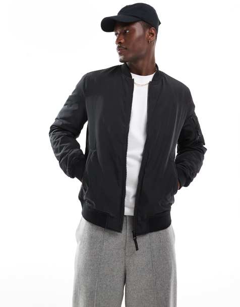ONLY & SONS zip through bomber in black - view 1
