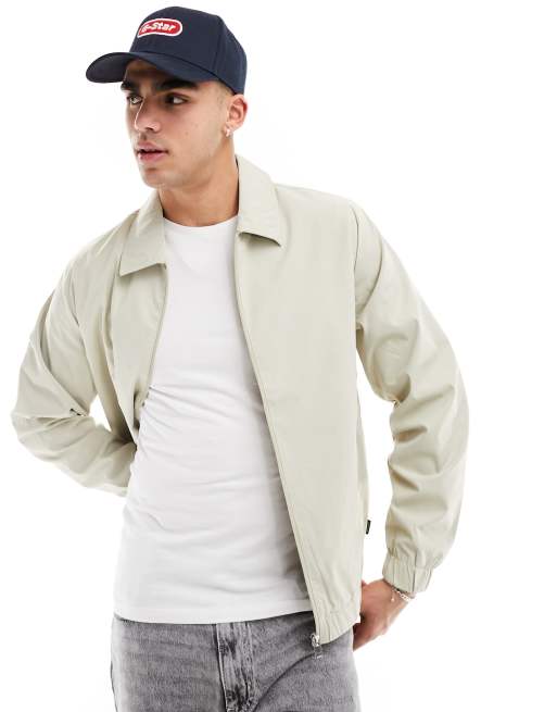 Only & Sons zip through Harrington jacket in stone | ASOS