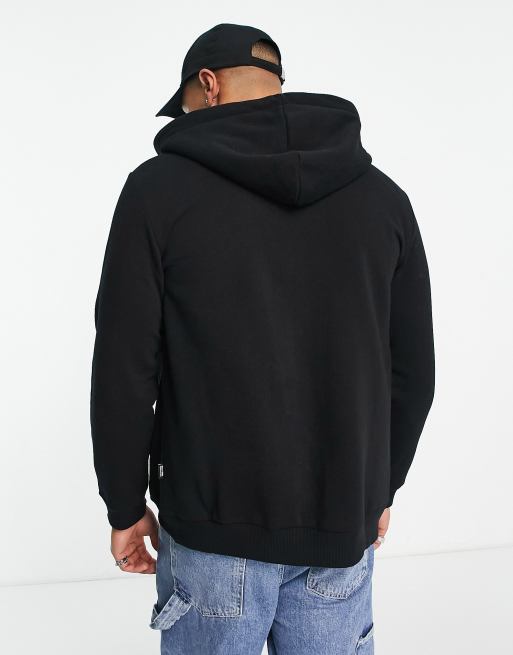 Only & Sons zip through hoodie in black, 2 of 5