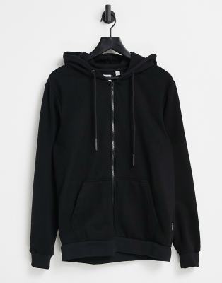 ONLY & SONS Only & Sons zip through hoodie in black