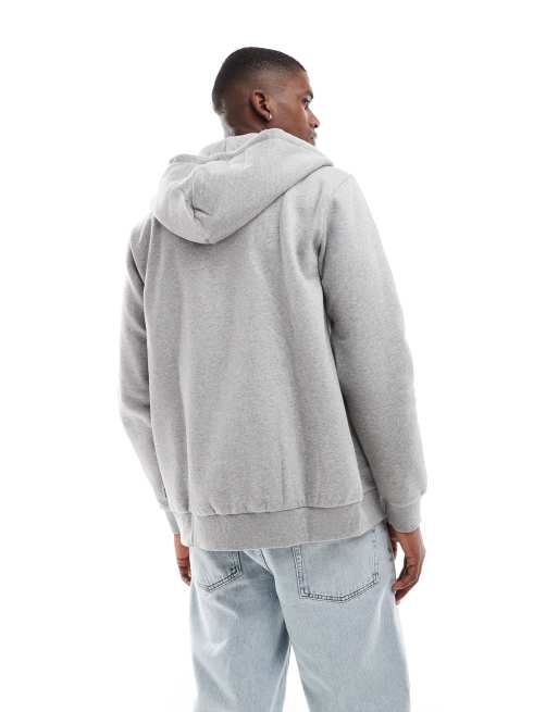 Only & Sons zip through hoodie in light gray