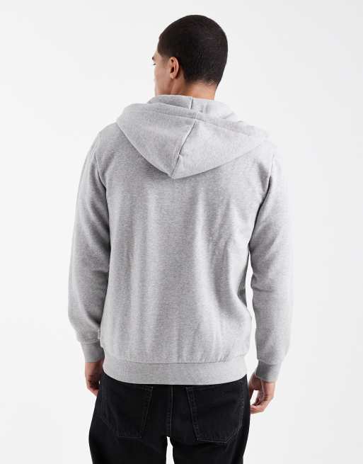 Only & Sons zip through hoodie in light gray | ASOS