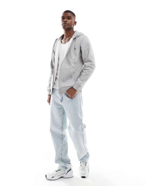 Only & Sons zip through hoodie in light gray
