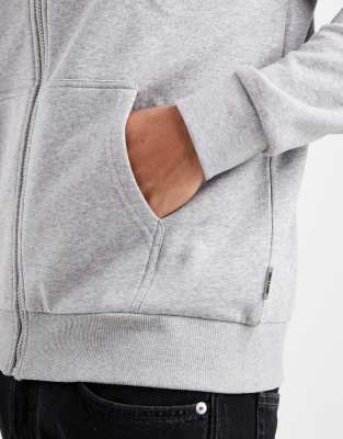 Only & Sons zip through hoodie in light gray | ASOS