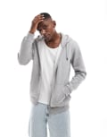 [ONLY & SONS] Only & Sons zip through hoodie in light grey XS Light grey melange