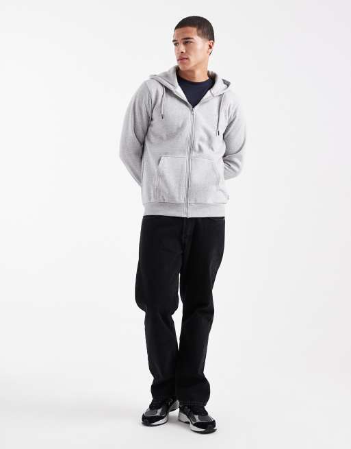 ONLY & SONS zip through hoodie in light grey | ASOS