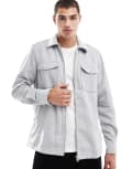 [ONLY & SONS] ONLY & SONS zip through overshirt in light grey XS Mirage gray