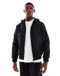 [ONLY & SONS] ONLY & SONS zip through soft shell bomber jacket in black S Black