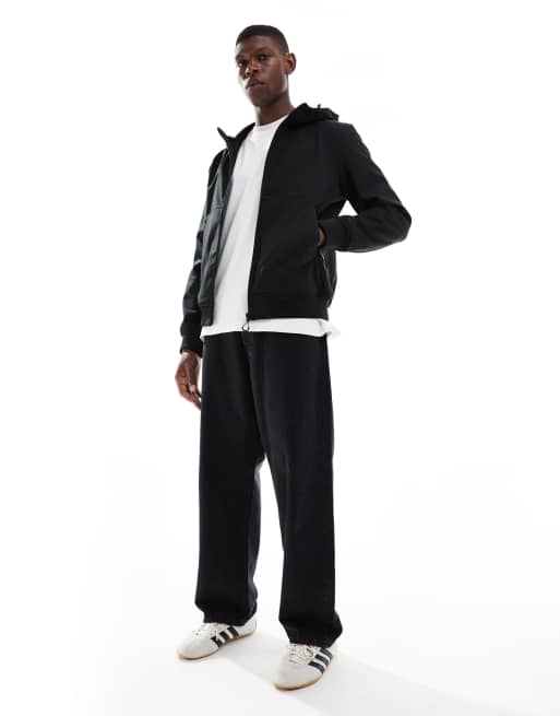 ONLY & SONS zip through soft shell bomber jacket in black, 2 of 5
