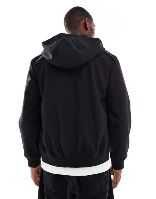 ONLY & SONS zip through soft shell bomber jacket in black, 3 of 5