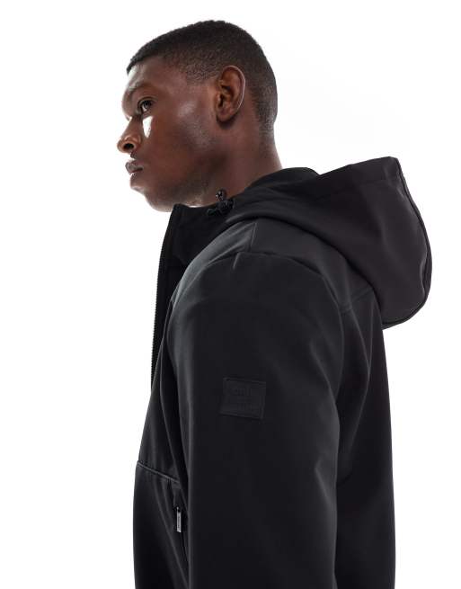 ONLY & SONS zip through soft shell bomber jacket in black, 4 of 5