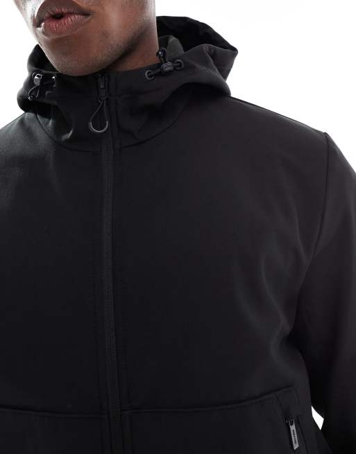 ONLY & SONS zip up soft shell bomber jacket in black, 5 of 5