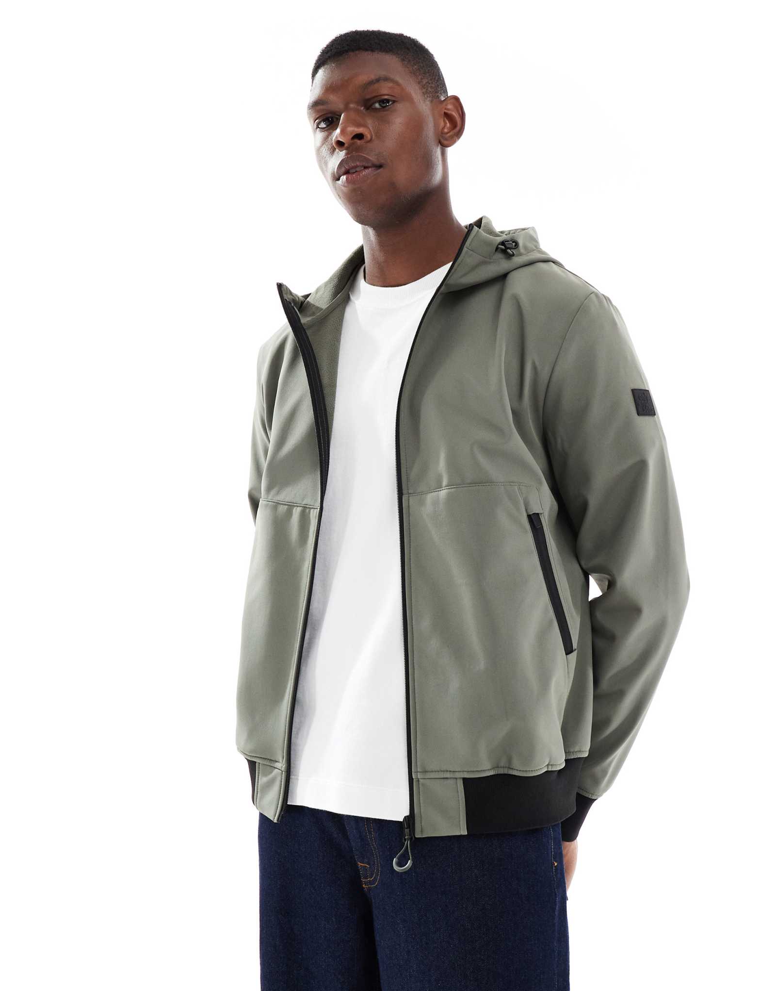 Куртка-бомбер ONLY & SONS из мягкой ткани на молнии серого цвета