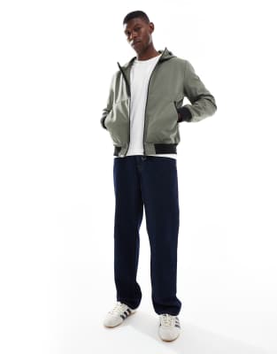 Only & Sons Zip Up Soft Shell Bomber Jacket In Green