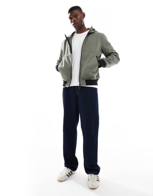 ONLY & SONS zip up soft shell bomber jacket in gray, 2 of 5