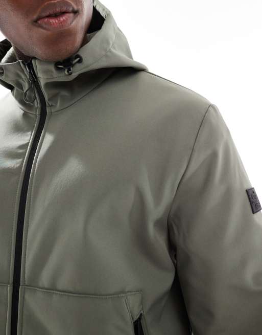 ONLY & SONS zip up soft shell bomber jacket in gray, 4 of 5