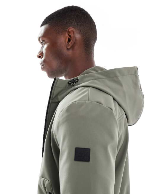 ONLY & SONS zip up soft shell bomber jacket in gray, 5 of 5