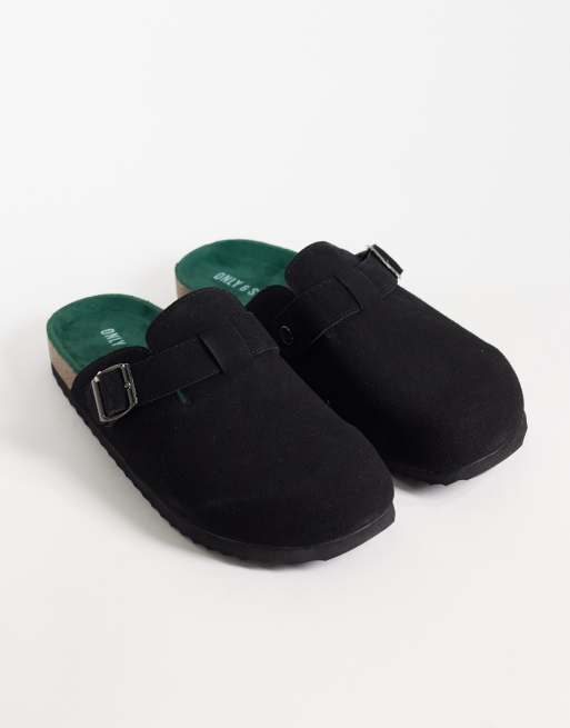 ONLY & SONS - Zoccoli in camoscio sintetico neri con fibbia, 2 di 4