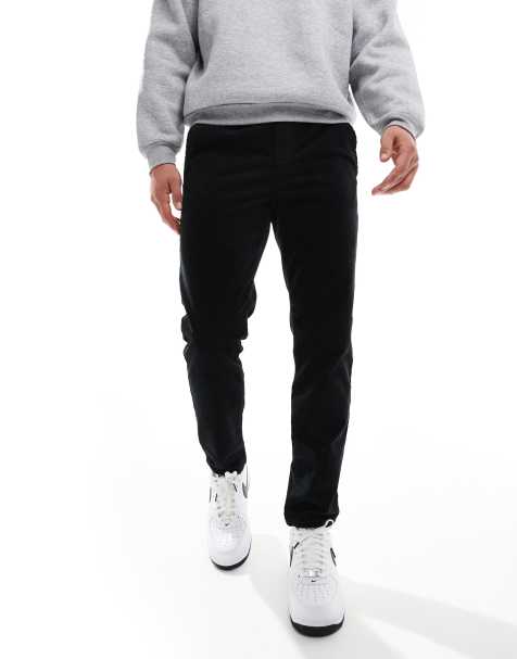 ONLY & SONS tapered cord trouser in black