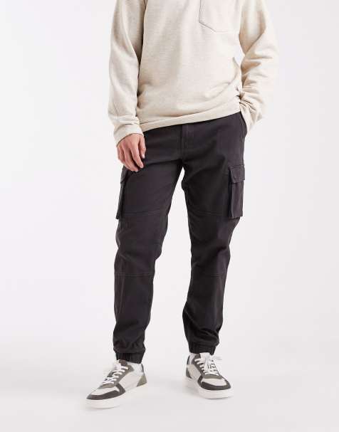 ONLY & SONS tapered fit cargo with cuffed bottom in grey