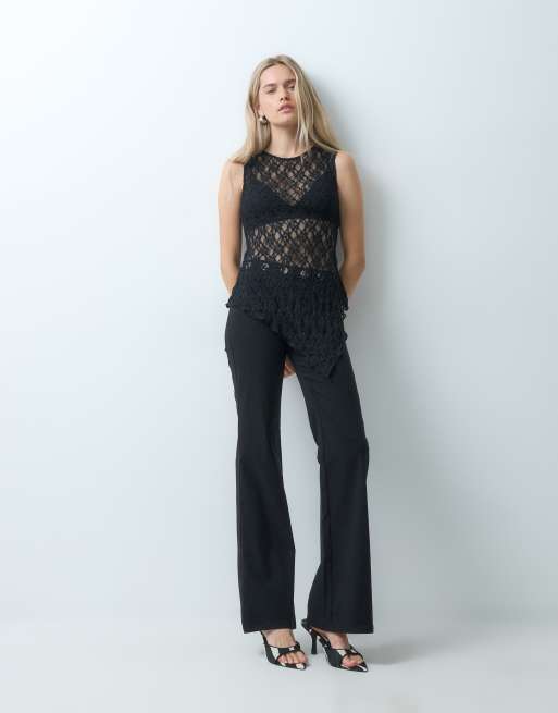 ONLY - Sort blondetop med asymmetrisk kant, 2 af 4