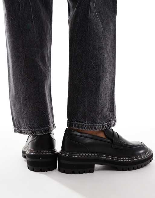Only - Sorte loafers med kontrastfarvede syninger , 4 af 4
