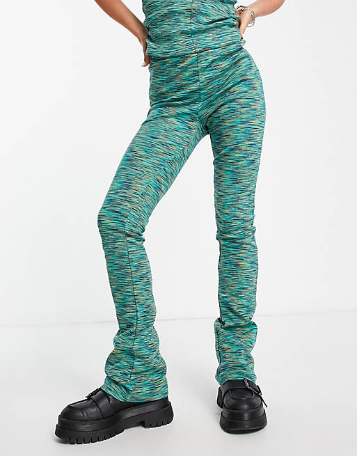 Only space dye flared pants in green - part of a set
