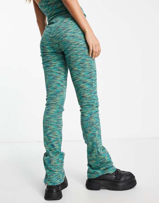 Only space dye flared trouser co-ord in green, 2 of 4