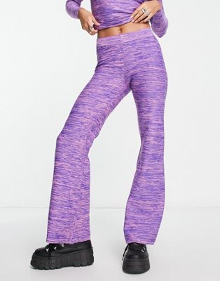 Only space dye flared trousers co-ord in purple